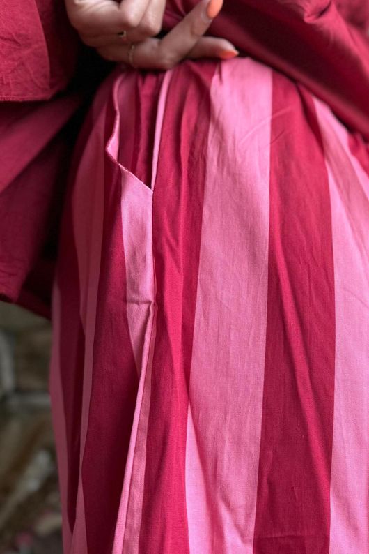 Bloc Striped Wide Barrel Pant Sangria & Candy
